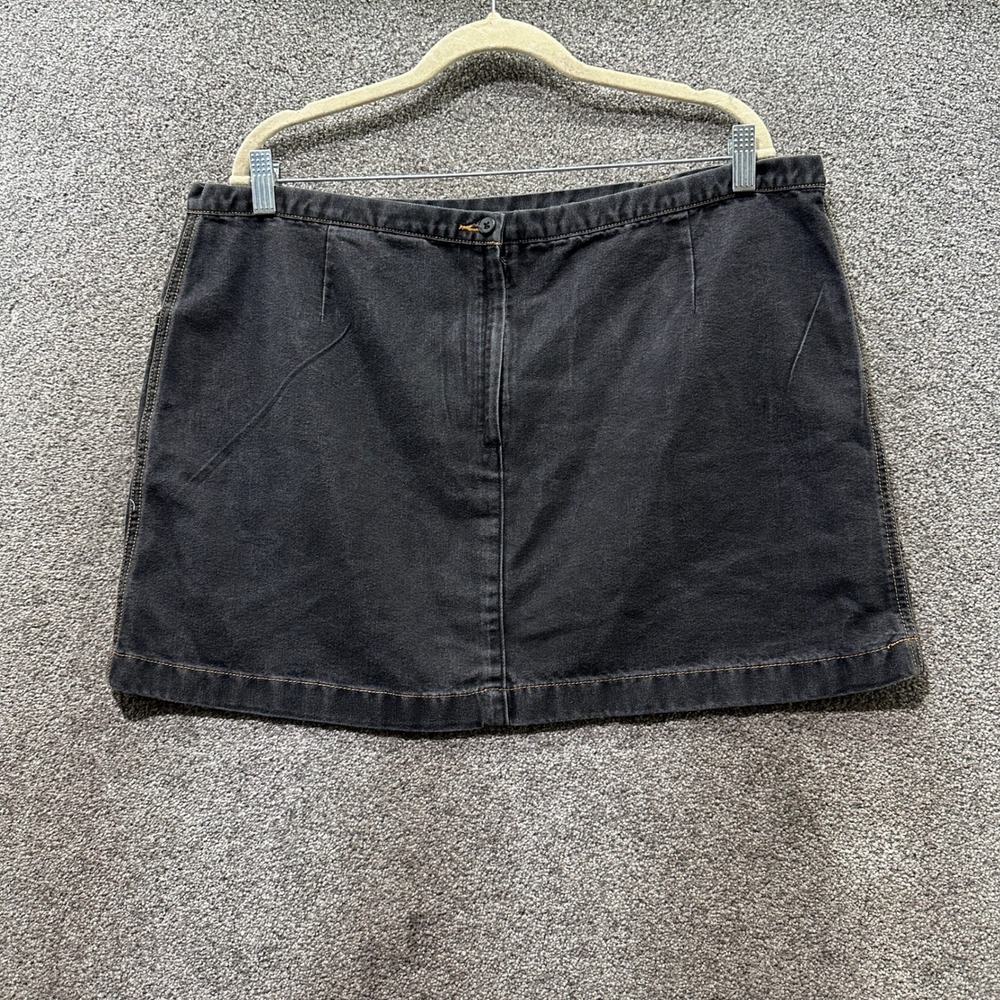 Vintage Old Navy Black Denim Mini Skirt Size 18 D-Ring Y2K 2001 Grunge Edgy - Picture 2 of 8